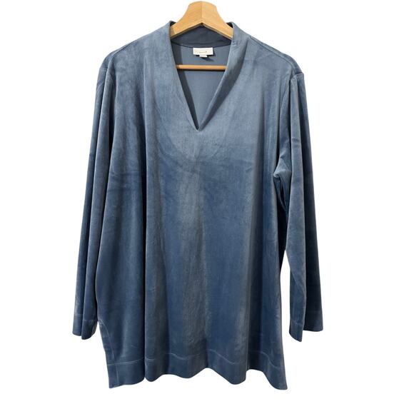 J. Jill Blue Velour V-Neck Sweater Tunic‎ Size XL - Picture 1 of 6